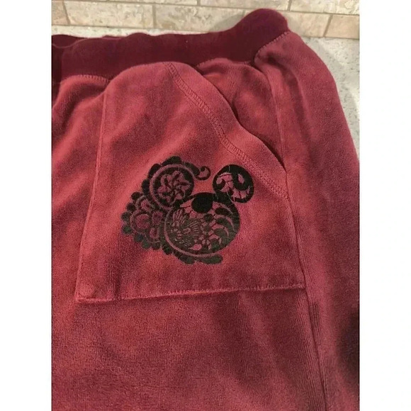 Disney Parks Hidden Mickey Maroon Velour 2 Piece Track Suit BP - Picture 9 of 11